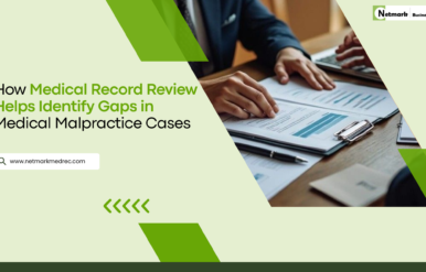 Medical record review for medical malpractice cases with legal professionals analyzing patient records to identify documentation gaps