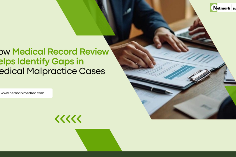 Medical record review for medical malpractice cases with legal professionals analyzing patient records to identify documentation gaps