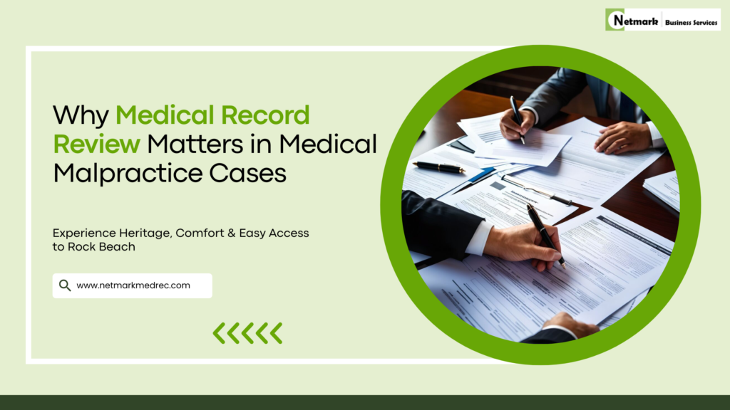 Medical record review specialists examining healthcare documents to identify gaps in medical malpractice cases